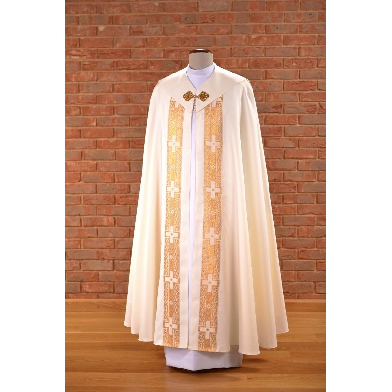 Ecru cope with decorative stripes (63) - Best Catholic Shop