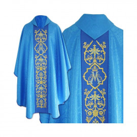 Marian chasuble Gothic, blue jacquard