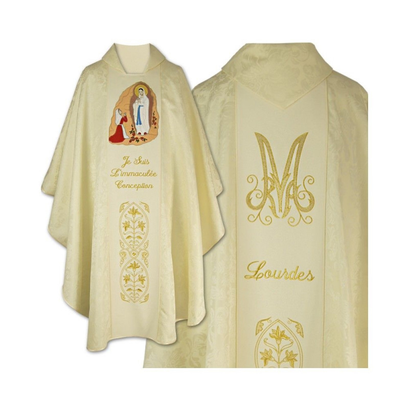 Embroidered chasuble Our Lady of Lourdes (02) - Best Catholic Shop