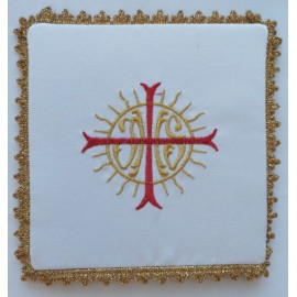 Chalice pall embroidered IHS + red cross (3)