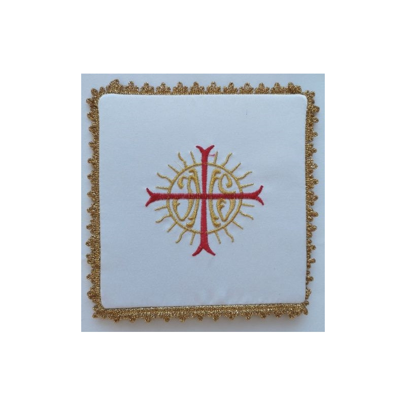 Chalice pall embroidered IHS + red cross (3) - Best Catholic Shop