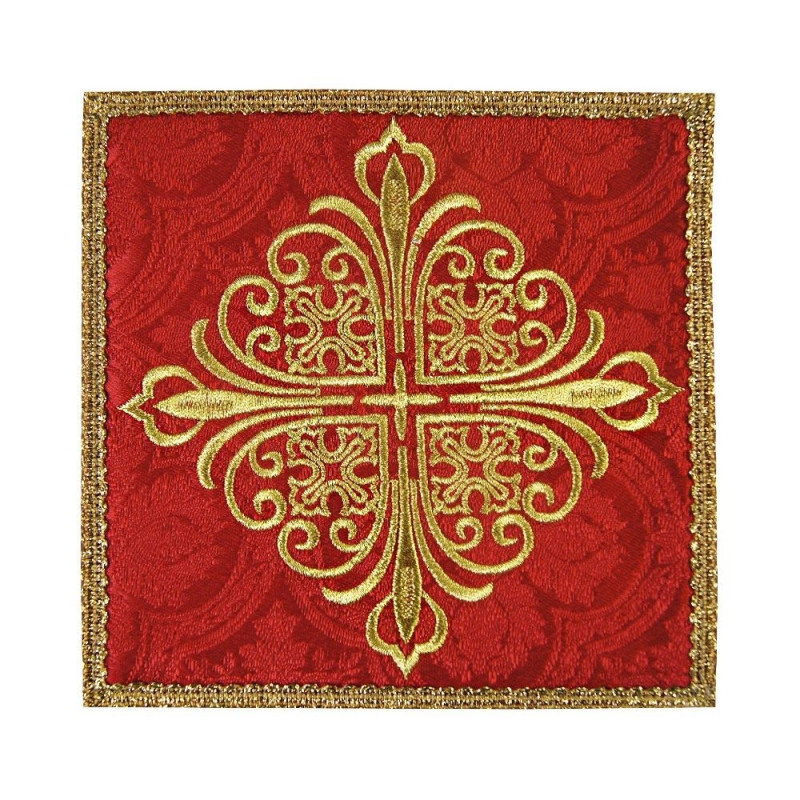 Chalice pall embroidered red cross - jacquard fabric - Best Catholic Shop