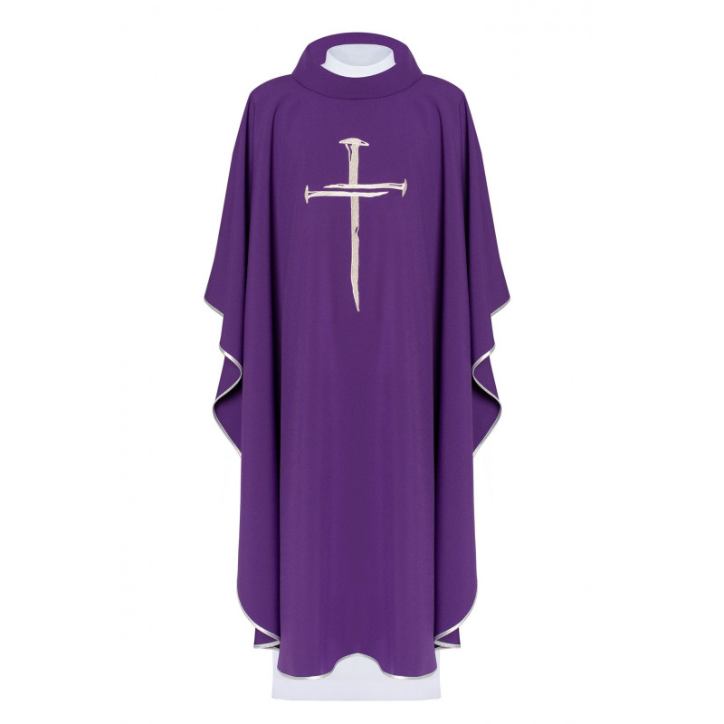 Embroidered chasuble purple cross - Best Catholic Shop
