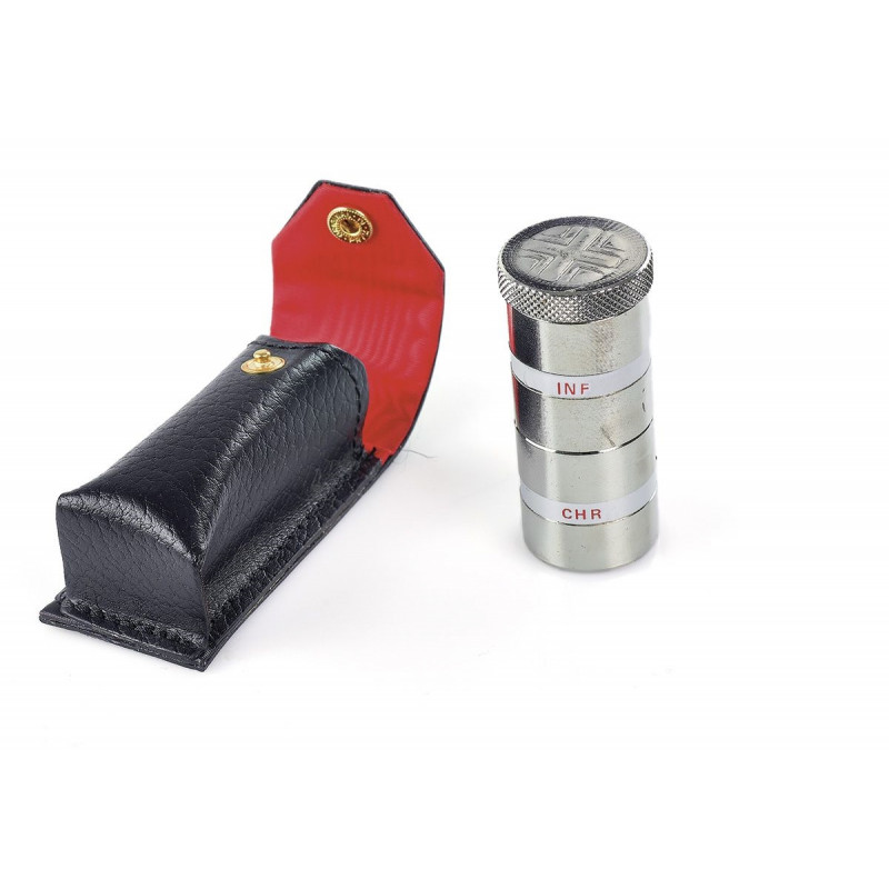 Double metal oil container in case, nickel (13) - Best Catholic Shop