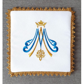 Chalice pall embroidered Marian pattern M