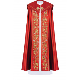 Embroidered liturgical cope IHS - red (33)