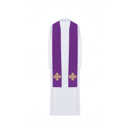Embroidered stole Jerusalem Cross - liturgical colors (46)
