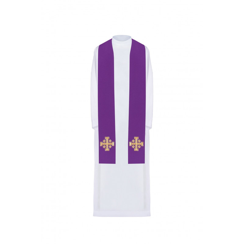 Embroidered stole Jerusalem Cross - liturgical colors (46) - Best Catholic Shop