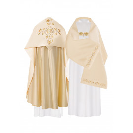 Liturgical satin veil - gold IHS (33)