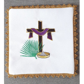 Chalice pall embroidered cross + robe purple