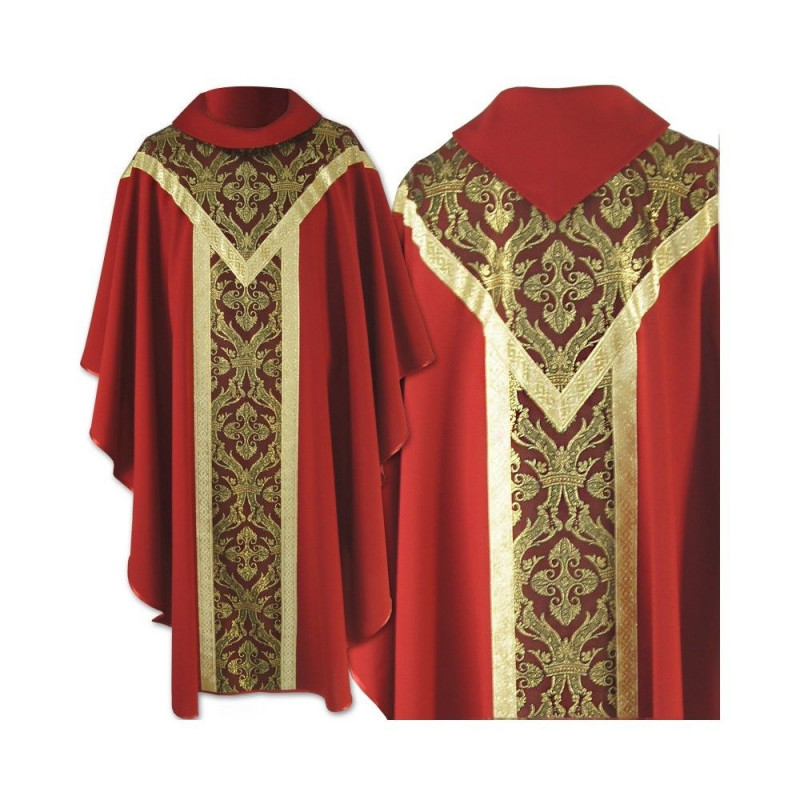 Chasuble semi gothic red - plain fabric (61) - Best Catholic Shop