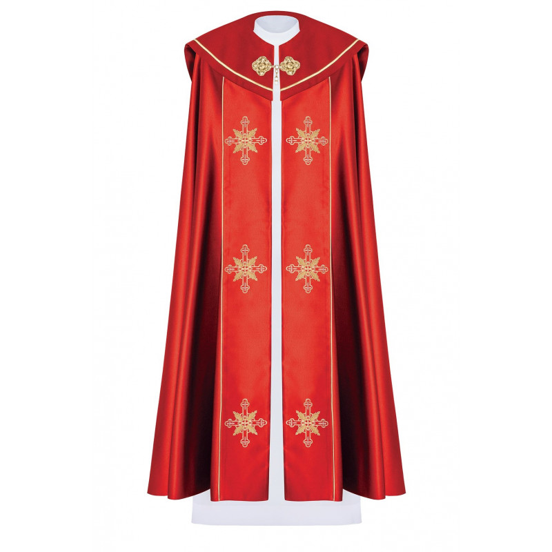 Liturgical cope embroidered IHS - red (38) - Best Catholic Shop