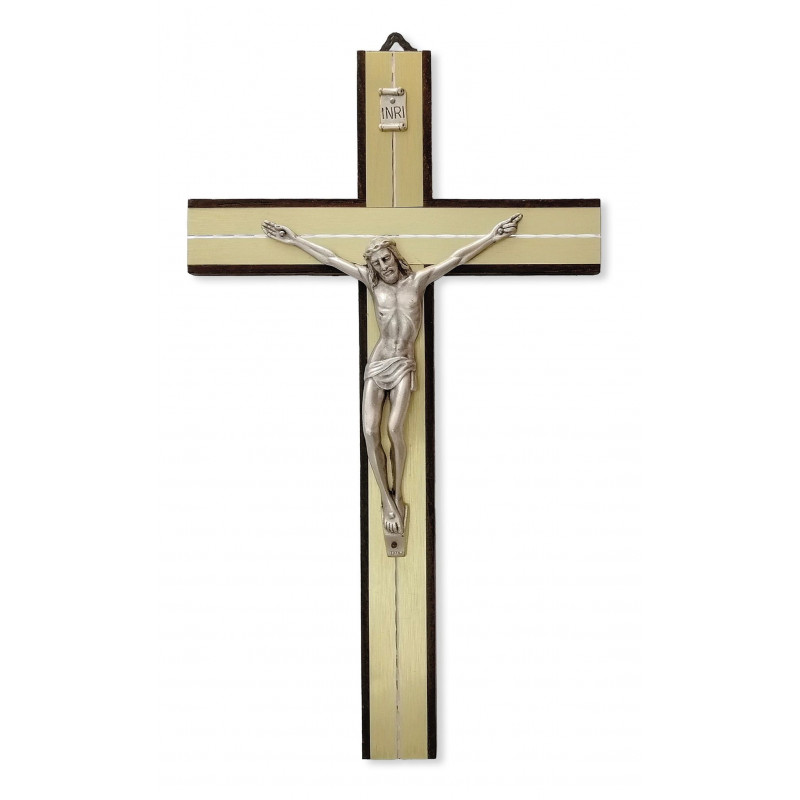 Wooden cross inlaid with metal (3) - Best Catholic Shop