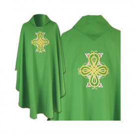 Gothic green chasuble embroidered - plain fabric (37)