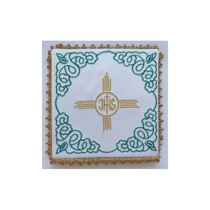 Chalice pall embroidered IHS + gold cross (4) - Best Catholic Shop