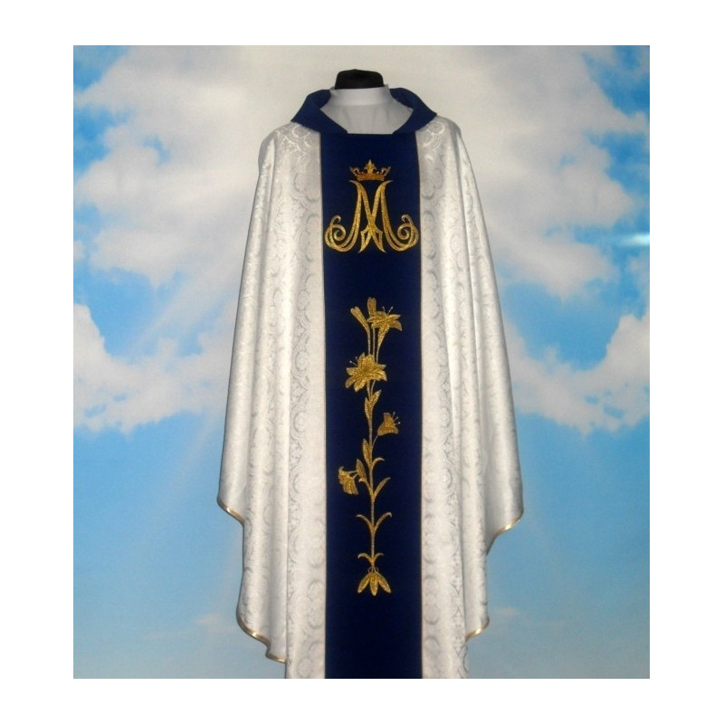 Chasuble, St. Mary's embroidered belt - silver color (7) - Best Catholic Shop