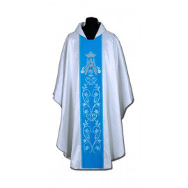 Chasuble, St. Mary's - silver + blue belt (10)