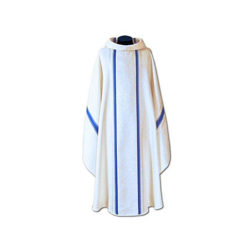 Chasuble, St. Mary's - gold + blue belts (11) - Best Catholic Shop