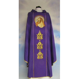 Chasuble purple embroidered Jesus with crown of thorns