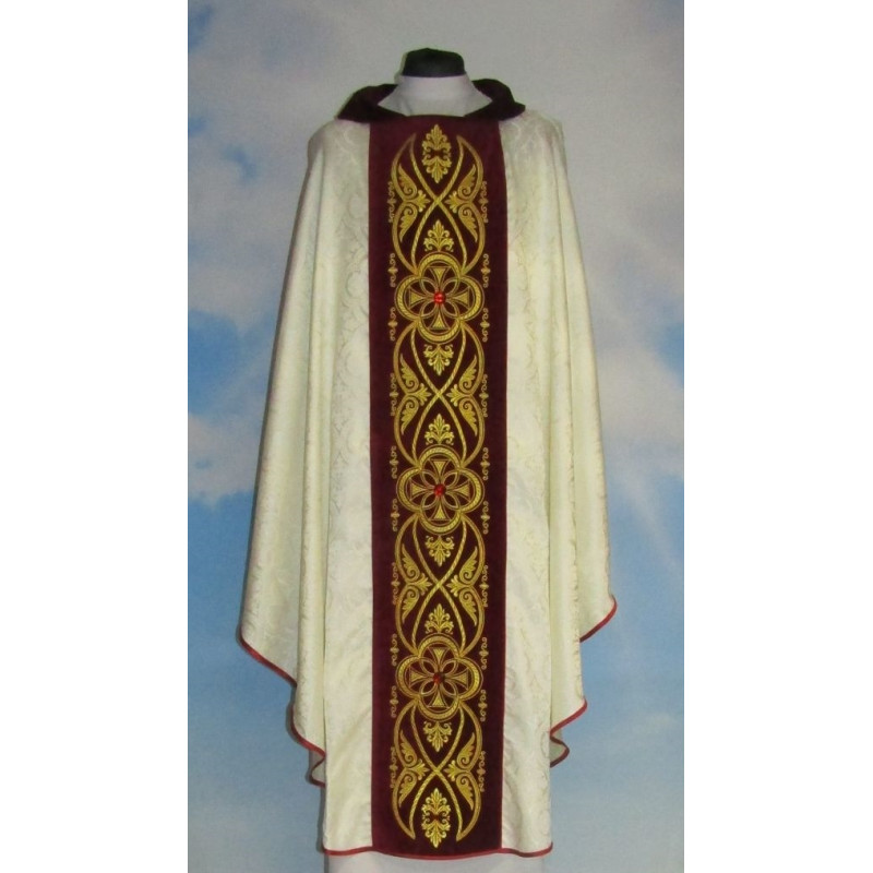 Embroidered jacquard chasuble, damask - ornament (5) - Best Catholic Shop