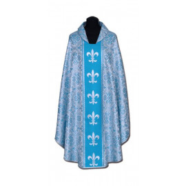 Chasuble, St. Mary's -  blue + silver ornament (13)