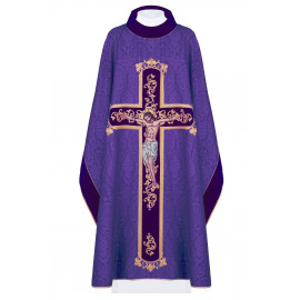 Embroidered chasuble Jesus on the cross - purple (190)
