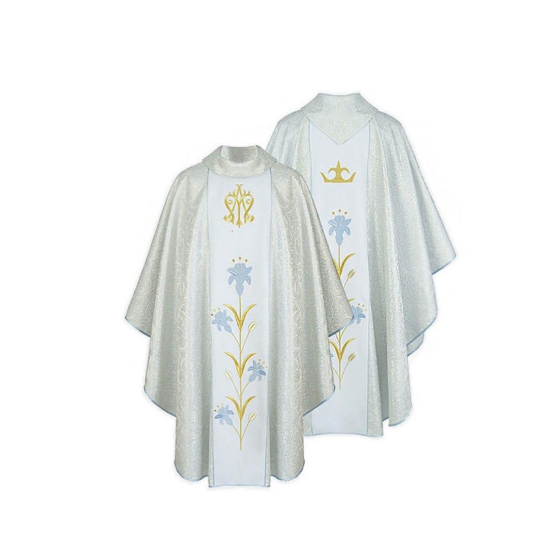 Marian chasuble embroidered silver (29) - Best Catholic Shop