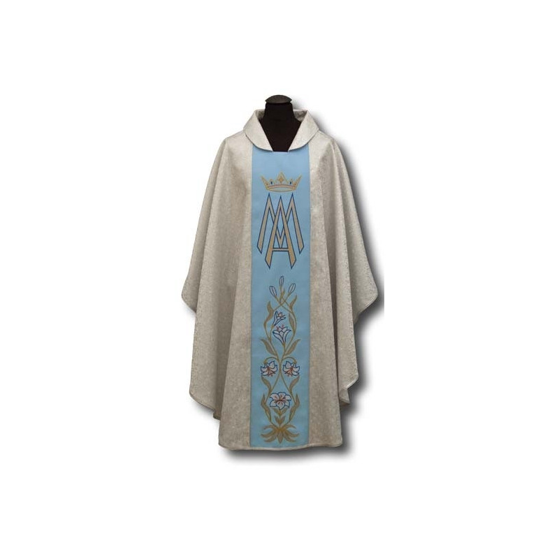 Marian chasuble embroidered belt - silver + silver ornament (21) - Best Catholic Shop