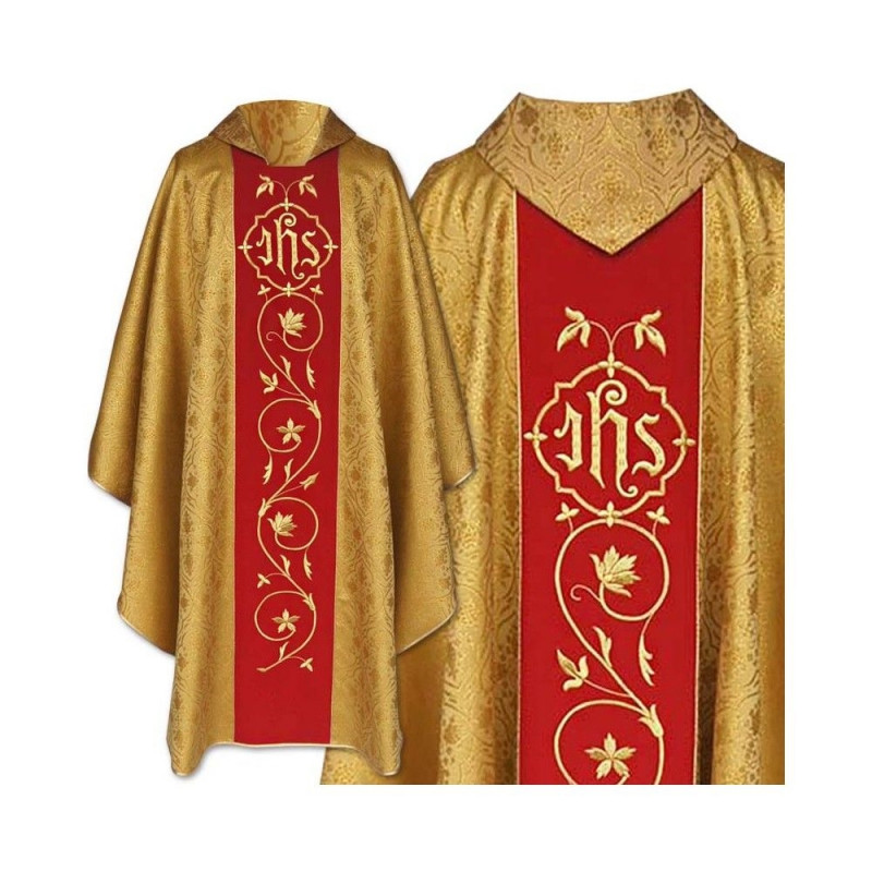 Gold embroidered gothic chasuble - brocade fabric (43) - Best Catholic Shop