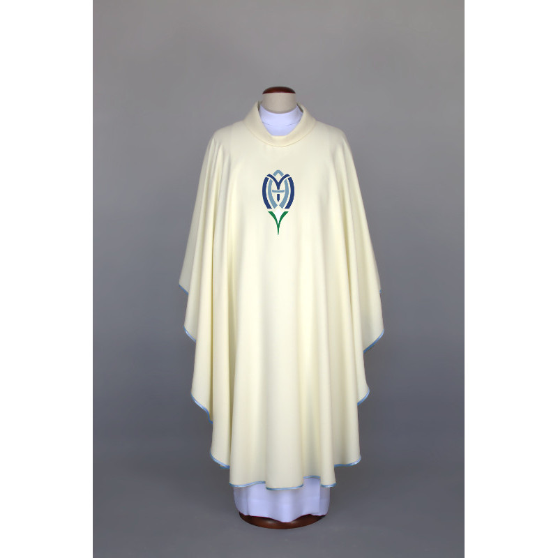 Marian chasuble embroidered - ecru (24) - Best Catholic Shop