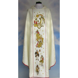 Chasuble ecru rosette Christmas - Holy Family (3)