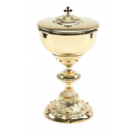 Baroque ciborium with imitation rubies 26 cm (10.2 inches)