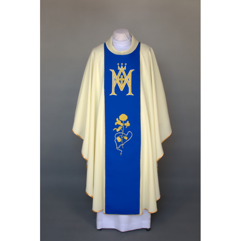 Marian chasuble embroidered - ecru (30) - Best Catholic Shop