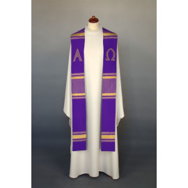 Alpha and Omega embroidered stole - liturgical colors (8)