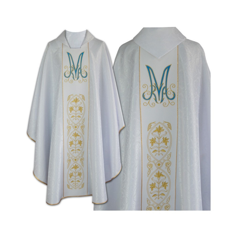 Marian chasuble embroidered - jacquard fabric (36) - Best Catholic Shop