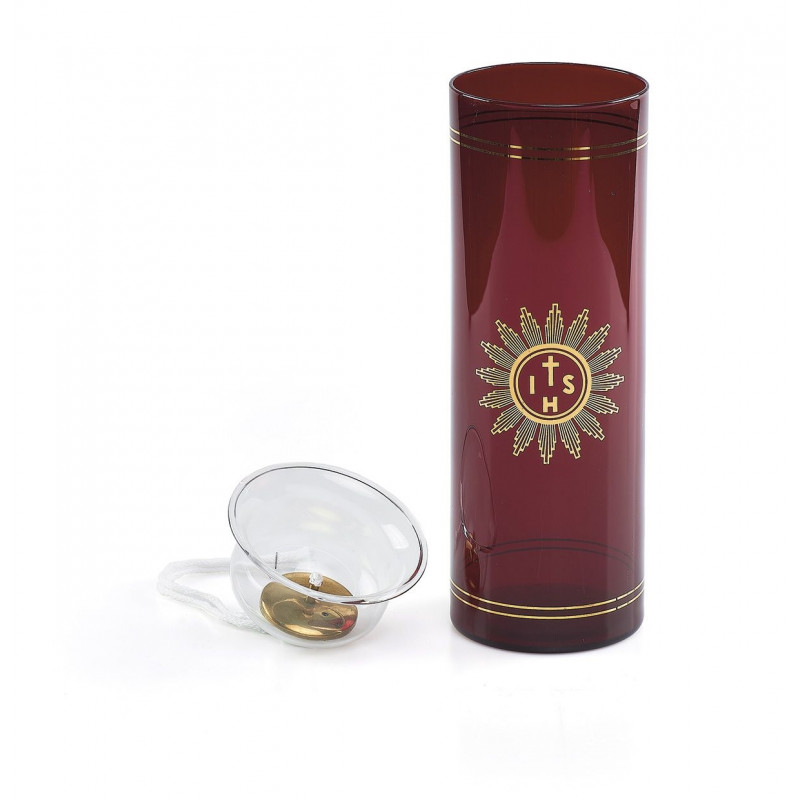 Olive eternal lamp with refill and decorated base (4) - Best Catholic Shop