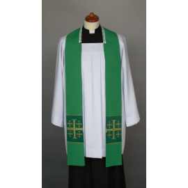 Green sermon stole, short, sewn-on crosses (5)