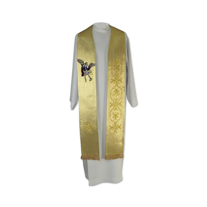 Gold embroidered stole of Archangel Michael - Best Catholic Shop