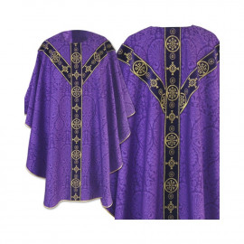 Purple chasuble semi gothic - jacquard fabric (59)