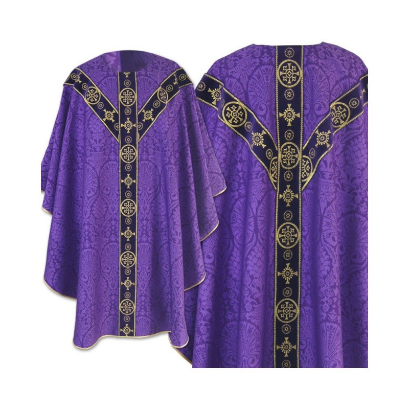 Purple chasuble semi gothic - jacquard fabric (59) - Best Catholic Shop