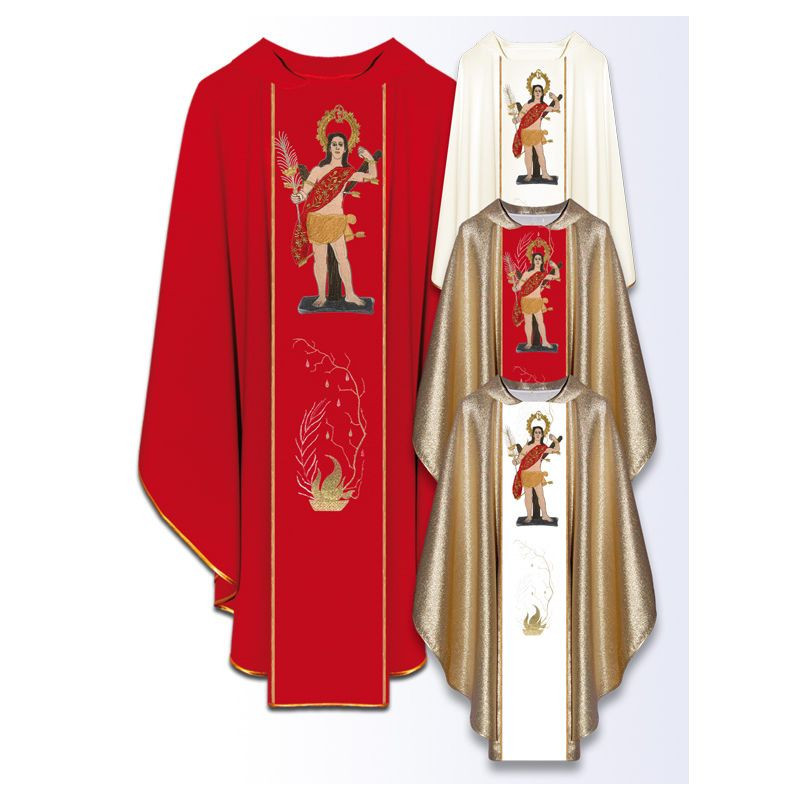 Chasuble with embroidered image - Saint Sebastian - Best Catholic Shop