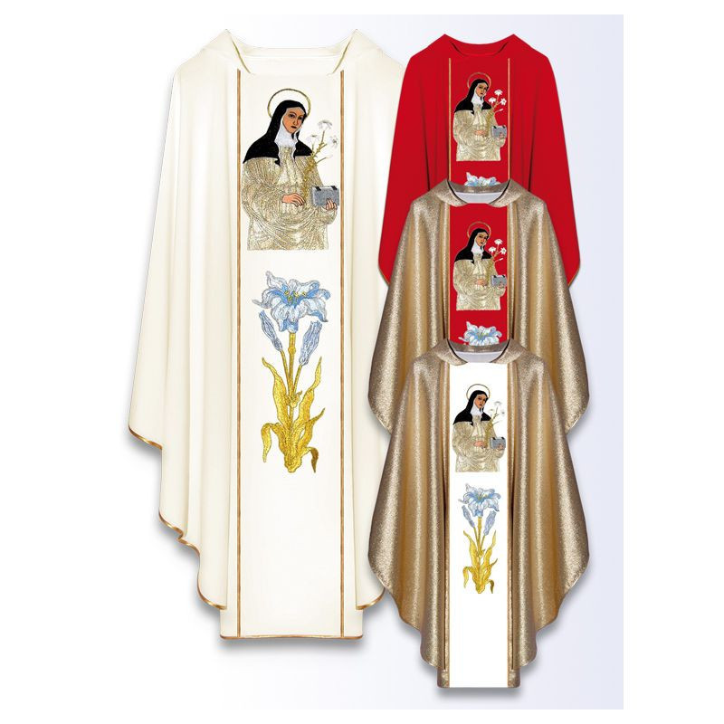 Chasuble with embroidered image - Saint Clare - Best Catholic Shop