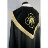 Black IHS embroidered cope - velvet stripes (78) - Image 3