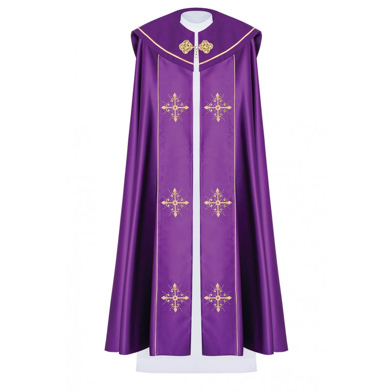 Liturgical cope embroidered Cross - purple (40) - Best Catholic Shop