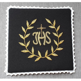 Chalice pall black IHS + ornament