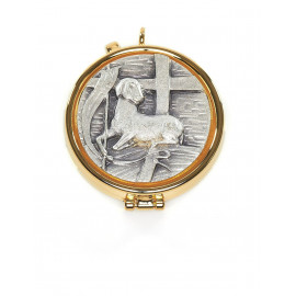 Church pyx in brass, gold-plated - Paschal Lamb (2)
