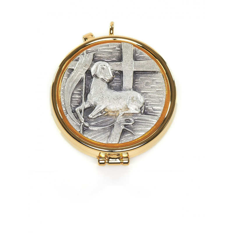 Church pyx in brass, gold-plated - Paschal Lamb (2) - Best Catholic Shop