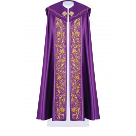 Liturgical cope embroidered IHS - purple (34)