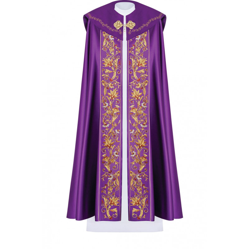 Liturgical cope embroidered IHS - purple (34) - Best Catholic Shop