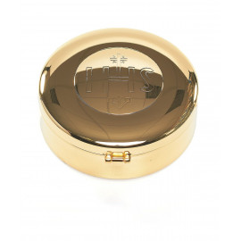 Church pyx in brass with IHS inscription